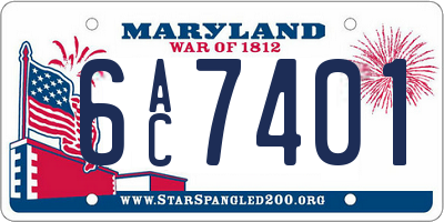 MD license plate 6AC7401