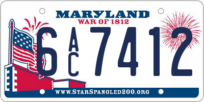 MD license plate 6AC7412