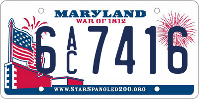 MD license plate 6AC7416