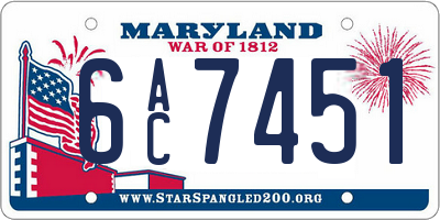 MD license plate 6AC7451