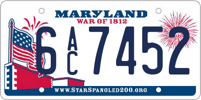 MD license plate 6AC7452