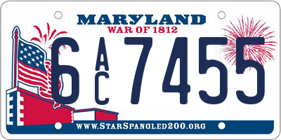 MD license plate 6AC7455