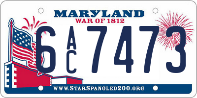 MD license plate 6AC7473