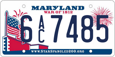 MD license plate 6AC7485