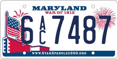 MD license plate 6AC7487