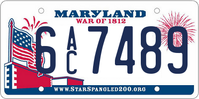 MD license plate 6AC7489