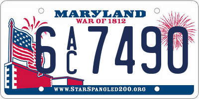 MD license plate 6AC7490