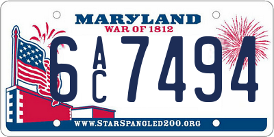 MD license plate 6AC7494