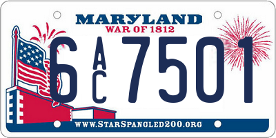 MD license plate 6AC7501