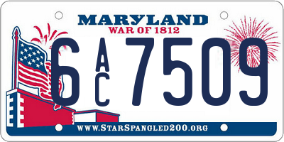 MD license plate 6AC7509