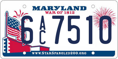MD license plate 6AC7510