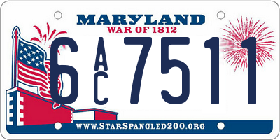 MD license plate 6AC7511