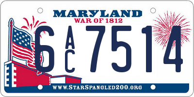 MD license plate 6AC7514