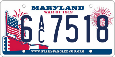 MD license plate 6AC7518