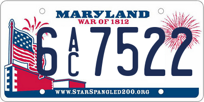 MD license plate 6AC7522