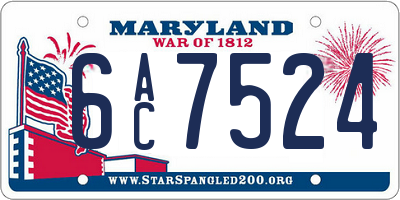 MD license plate 6AC7524