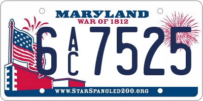 MD license plate 6AC7525