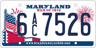 MD license plate 6AC7526