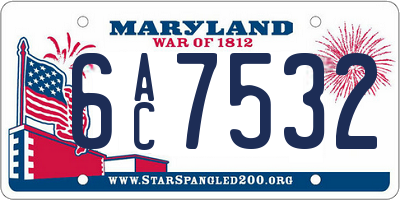 MD license plate 6AC7532