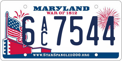 MD license plate 6AC7544