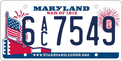 MD license plate 6AC7549