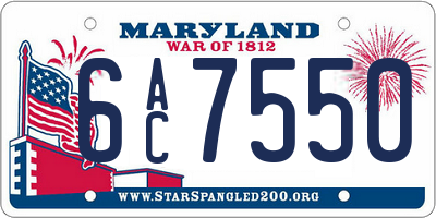 MD license plate 6AC7550