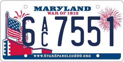 MD license plate 6AC7551
