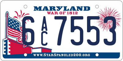 MD license plate 6AC7553