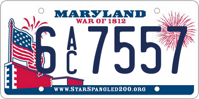 MD license plate 6AC7557