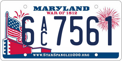 MD license plate 6AC7561