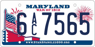 MD license plate 6AC7565
