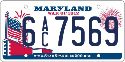 MD license plate 6AC7569