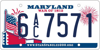 MD license plate 6AC7571