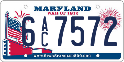 MD license plate 6AC7572