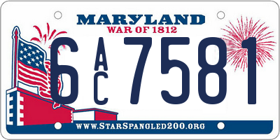 MD license plate 6AC7581