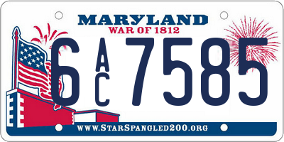 MD license plate 6AC7585