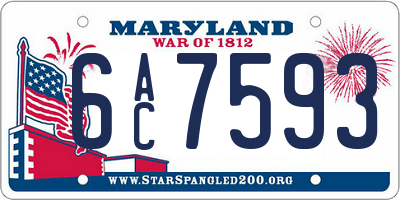 MD license plate 6AC7593