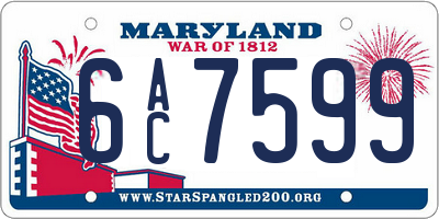MD license plate 6AC7599