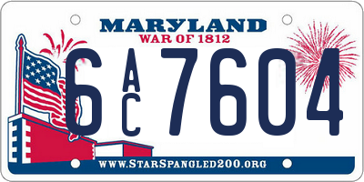 MD license plate 6AC7604