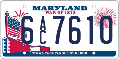 MD license plate 6AC7610