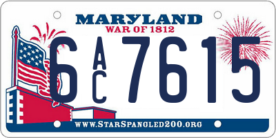 MD license plate 6AC7615