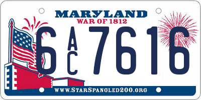 MD license plate 6AC7616