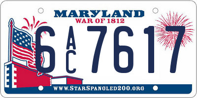 MD license plate 6AC7617