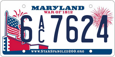 MD license plate 6AC7624