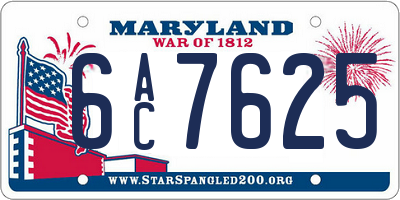 MD license plate 6AC7625