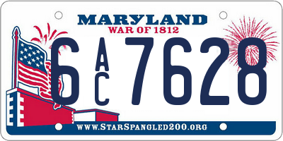 MD license plate 6AC7628
