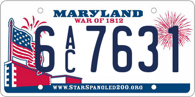 MD license plate 6AC7631