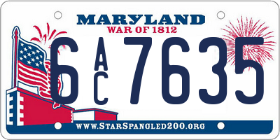 MD license plate 6AC7635