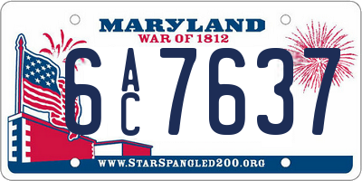 MD license plate 6AC7637