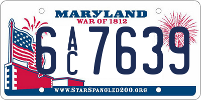 MD license plate 6AC7639